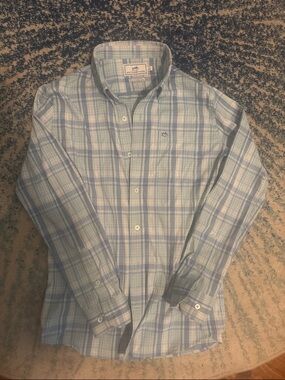 Southern Tide Blue & White Plaid Button-Down Shirt